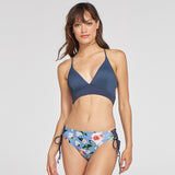 Blue And Floral Lace Up Bikini - fairybeach