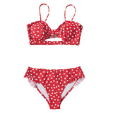 Red Polka Dot Low-Waisted Bikini - fairybeach