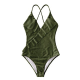 Army Green One Piece Swimsuit - fairybeach