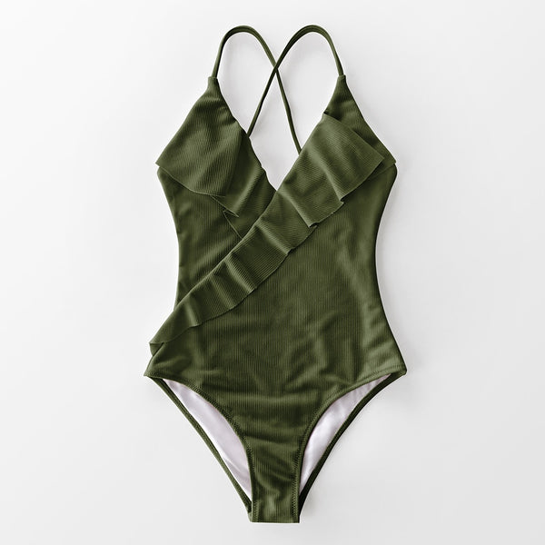 Army Green One Piece Swimsuit - fairybeach