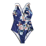 V-neck Floral One Piece Swimsuit - fairybeach