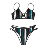 Blue White and Black Striped Bikini - fairybeach