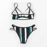 Blue White and Black Striped Bikini - fairybeach